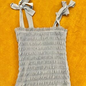 Anthropologie Gray Smocked Sleeveless Tank Top